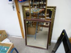Large gilt framed wall mirror, gilt framed hall mirror and another
