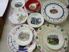 Quantity of Welsh costume display ware with Gaudy Welsh and ribbon plates