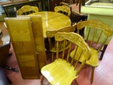 Modern extending dining table and six chairs
