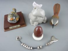 Nao hippo figurine and two bird ornaments etc