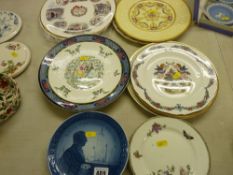 Collection of decorative wall plates by Royal Copenhagen, Worcester, Aynsley, Doulton and others