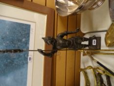 Spelter figure of a knight with spear