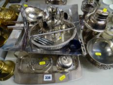Assorted electroplate items on a tray etc