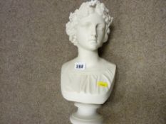 Parian style bust of 'May Queen' and a HMV vinyl record of 'The Black & White Minstrel Show'