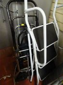 Parcel of white stepladder, sack trolley, folding trolleys etc