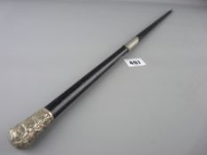 Ebonized swagger stick with white metal mounts