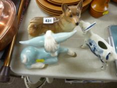 Light blue Szeiler donkey and two other animal ornaments