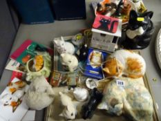 Large parcel of ornamental and other cat items including Coopercraft, wall tiles etc