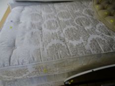 Single divan bed base with Windsor mattress and button upholstered headboard