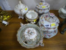 Pair of Masons Ironstone lidded sauce tureens with lids and base plates etc