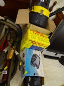 Black and yellow 12v car vacuum cleaner, Professional paint sprayer gun and a Deluxe 12v air