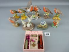 Quantity of garden bird ornaments and a 'Georgian' sealing wax kit by Mura