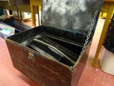 Vintage metal toolbox on wheels