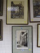 Two etchings - The Pope's Palace and a Continental scene