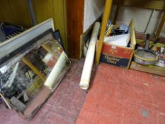 Parcel of mixed household items, mirrors, prints etc
