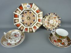Royal Crown Derby octagonal dish, pattern 1128, an early cup, saucer and plate (non-matching) and an