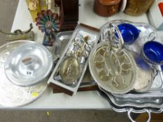 Large parcel of mainly white metalware including heavy commemorative ashtray
