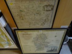 Two framed maps of Gloucestershire and Stafford by Greenwood and Morden