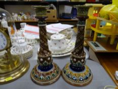 Pair of Royal Doulton Lambeth candlesticks