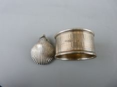 Attractive silver scallop shell pendant, 0.25 ozs, Chester 1922 by Charles Horner and a silver