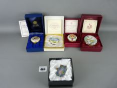 Five boxed decorative modern enamel patch boxes