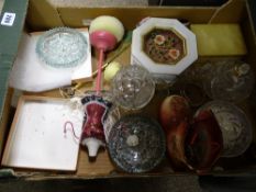 Box of dressing table glassware etc