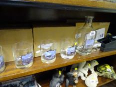 Concorde souvenir decanter and tumblers, glass paperweight with certificate by Legends of the Sky of