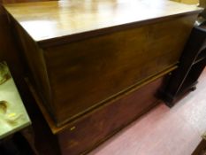 Pair of polished wood storage boxes with lift-up lids