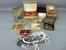 Large parcel of mixed mainly yellow metal cufflinks, dress jewellery, necklaces, cigarette