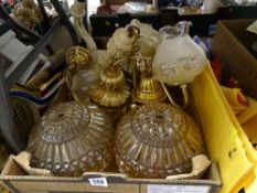 Thick moulded glass retro lampshades and other light fittings
