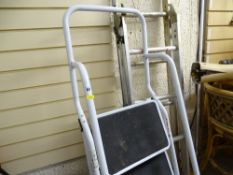 Abru 'A' frame stepladder and a white four tread stepladder