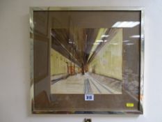 Mixed media - possibly the Conwy Tunnel under construction, indistinctly signed