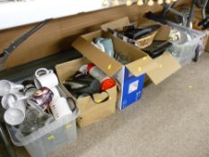 Very large quantity of kitchenware including pans, thermos, Pyrex, mugs and glasses etc