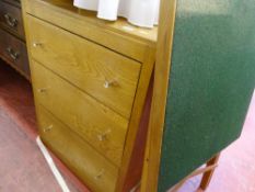 Light wood three drawer chest, folding card table etc