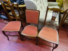 Three splatback upholstered seat bedroom chairs