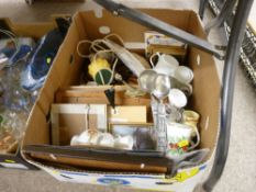 Box of mixed decorative and kitchen items