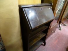 Polished wooden bookcase with upper compartment