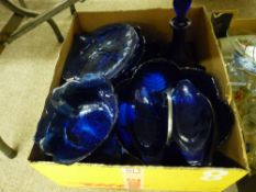 Box containing mainly Bristol blue glassware