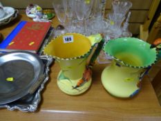 Burleigh ware kingfisher handled jug and another with a parrot handle