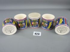 Five commemorative porcelain beakers for 'The Military Household Division'