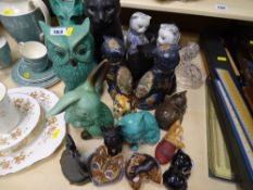 Sylvac dog, quantity of cat ornaments, Sylvac owl and rabbit etc