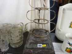 Heavy slate desk stand, electroplate cakestand etc