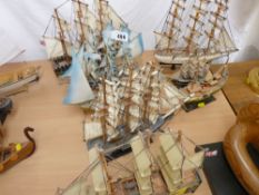 Eight various model galleons and other boats