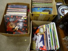 Two boxes of mixed vinyl records and another of DJ records