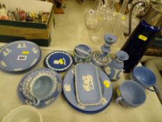 Interesting ceramic and white metal Wade claret jug and a quantity of Wedgwood Jasperware