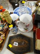 A parcel of vintage Olympic related items including plates, mugs & 1984 bottle of Olympic ale by