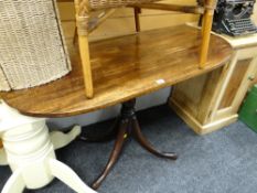 A mahogany topped console-style table