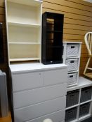 Parcel of bedroom furniture to include a white IKEA chest of drawers, two short above four long,