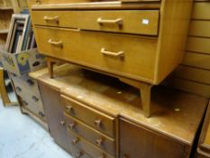 A vintage light oak breakfront sideboard together with a vintage light oak dressing table