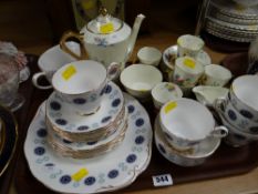 A tray of teaware in two patterns, Royal Imperial & Hudson china